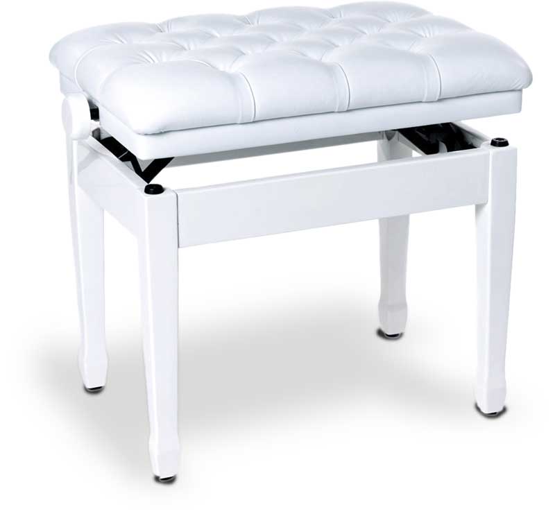 Innox PB 40W banquette piano blanc brillant, cuir blanc